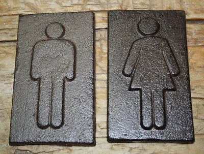 Cast Iron Antique Style Man & Woman Bathroom Decor Figures Wall Plaque Signs  • $10.99
