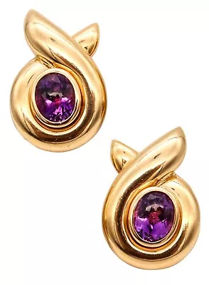 Verdura Milan 18Kt Yellow Gold Earrings With 11.8 Cts Of Vivid Purple Amethyst • $8950