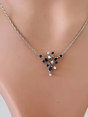 $303.65 • Buy 18ct Gold Diamond Sapphire Pendant On Chain Boxed