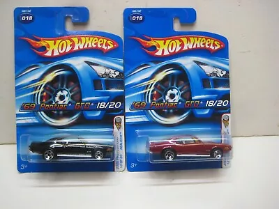 HOT WHEELS 2005 LOT OF 2 1969 PONTIAC GTO COLOR VARIANTS MINT ON CARD C • $0.99