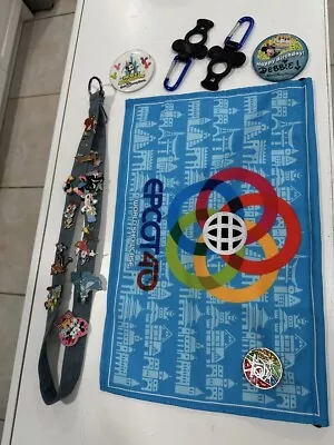 $29.99 • Buy Disney Epcot Pin Flag Lanyard Lot New 40th Anniversary