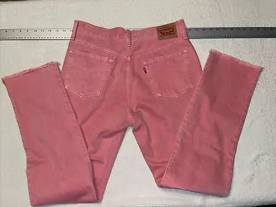 Levis 501 Jeans 30X32 Pink Mid Rise Button Fly Straight Leg Denim Raw Edge Hem. • $24.99