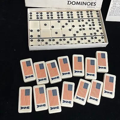 Vintage Set Of White Puremco No. 616 Standard Marblelike Dominoes Made In USA A1 • $34.99