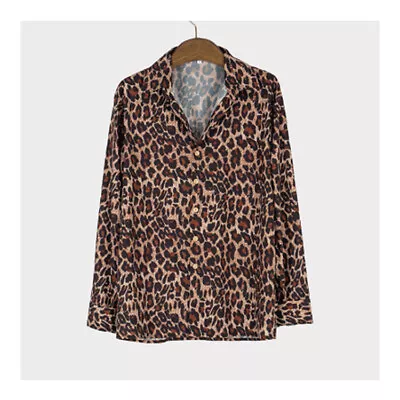 Men's Leopard Printed Shirts Long Sleeve Casual Slim Fit Party Blouse Smart Tops • £16.79