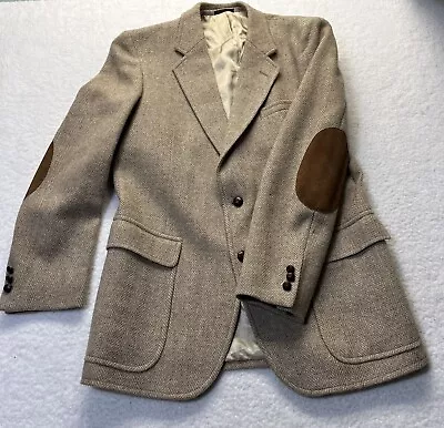 42L Andre Villard 2 Button Wool Tweed Blazer Sport Coat Herringbone Elbow Patch • $49.99