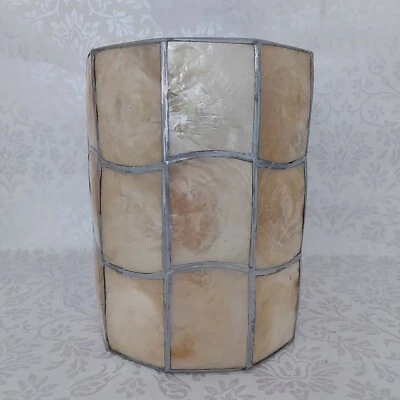 Vintage Natural Cream Pearlescent Beige Capiz Shell Ceiling Pendant Light Shade • £19.99