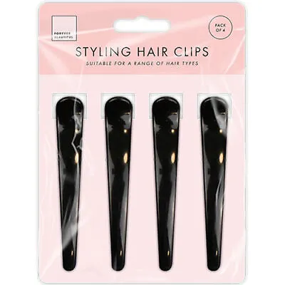 Crocodile Hair Clips - 4 Pack Black Shiny Large Hairdressing Alligator Clamps • £3.09