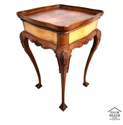 Antique Accent Table French Side Lamp Solid Wood Burl Top • $495