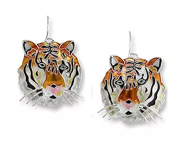 Marilyn Grame Zarah Bengal Tiger Enameled Wire Dangle Earrings • $36.99