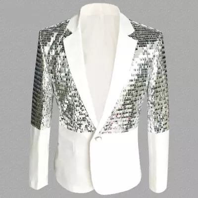Men Reversible Sequin Jacket Coat Suit Sparkly Glitter Fancy Stage Costume Shiny • $64.23