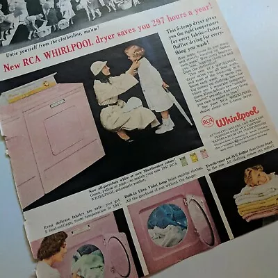 Vintage RCA Whirlpool Pink Dryer  1956 Mid Century Magazine Ad • $12.50