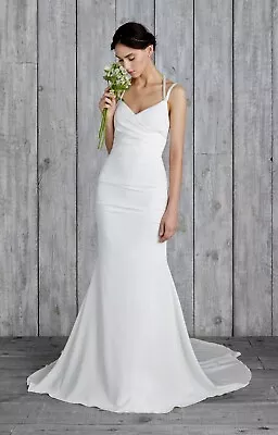 Nicole Miller Bridal “Celine” Wedding Gown FJ10012 Low Strappy Back Sz 12 • $480