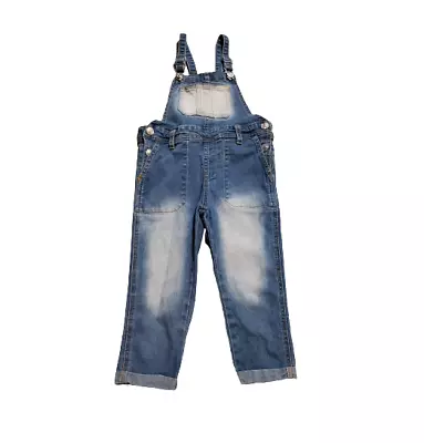 7 For All Mankind Blue Jean Overalls Toddler 2T Distressed Denim Comfy Modern  • $18.92