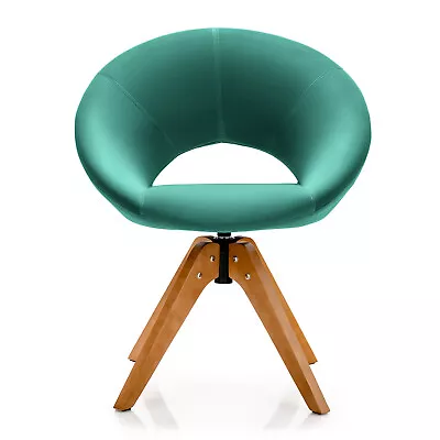 Costway Mid Century Modern Swivel Accent Chair Velvet Armchair Bedroom Green • $119.99