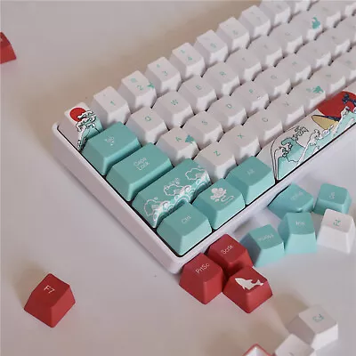 Coral Sea Ukiyo-e Keycaps PBT Dye Sublimation 71 Key Full Set For GK61 GK64 RK61 • $73.04