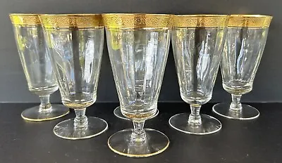 Minton Gold Encrusted Iced Tea Glass Goblets 6  Glastonbury Set Of 6 Optic Panel • $180