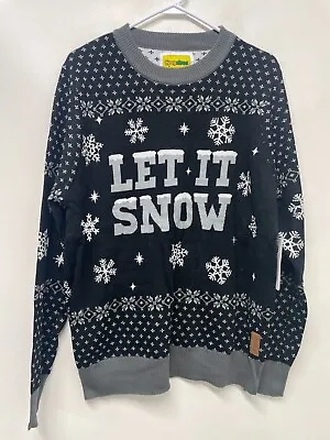 Tipsy Elves Men's XL Let It Snow Light Up Ugly Christmas Sweater Black LED NWT • $29.96