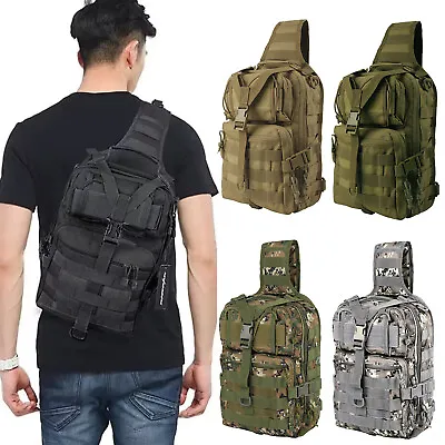 Men Backpack Molle Tactical Sling Bag Shoulder Chest Pack Outdoor Hiking Travel • $23.98