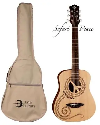 Luna Safari Series Peace Travel-Size Dreadnought Acoustic Guitar SAF PCE • $189