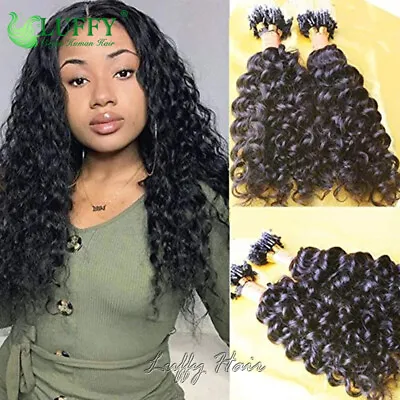 Microlink Hair Extensions Deep Curly Micro Loop Ring Hair Extensions Human Hair • $30.82