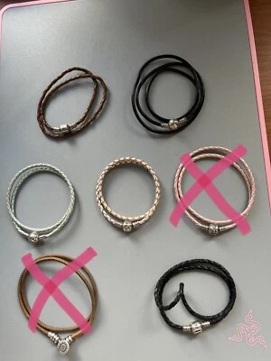 $49 • Buy Authentic Pandora Leather Double/triple Wrap Bracelets