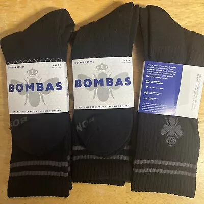 Bombas Adult Large Men's Calf Socks Black (Lot Of 3 Pairs) • $4.99