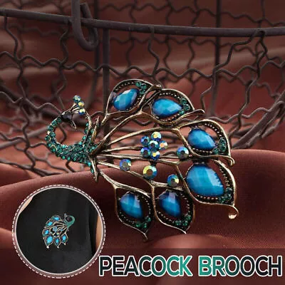 Vintage 1.58cts Rose Cut Diamond Gemstone Studded Silver Peacock Brooch Jewelry • $6.62