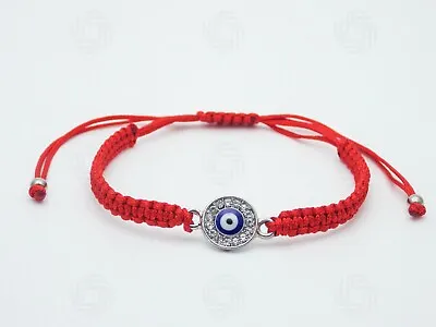 Red Hamsa Silver Bracelet Rope Handmade Charm Blue Evil Eye Protection Gift UK  • £3.99