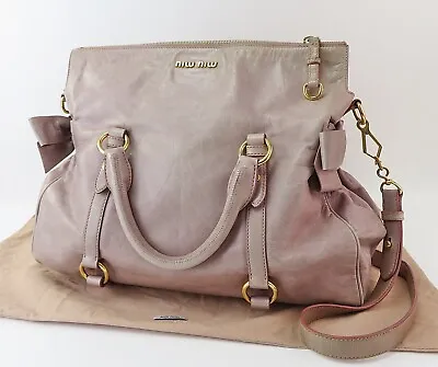 Auth MIU MIU Light Pink Leather 2 Way Shoulder Bag Purse #55830 • $75