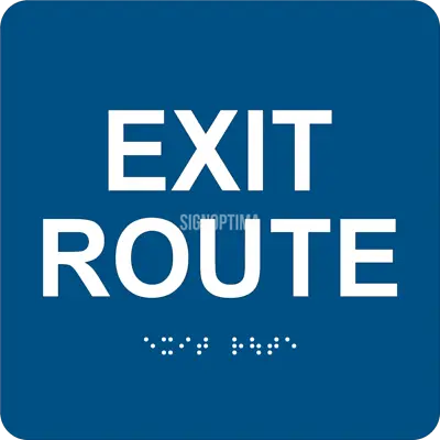 $20 • Buy ADA Compliant EXIT Route Sign With Braille  ,6 X6  , Raised Letters And VHB Tape