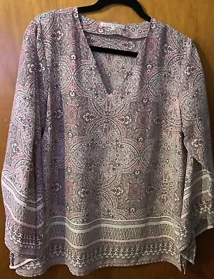 Violet+Claire Size Large  Tunic Pullover Paisley  3/4 Sleeve Multi Color Free Sh • $13