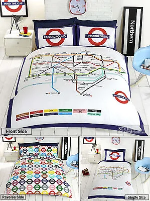 London Underground / Tube Map Reversible Duvet Quilt Cover Bedding Set • £22.99