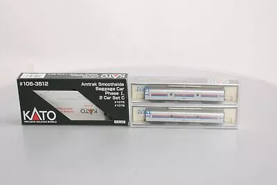 Kato 106-3512 N Scale Amtrak Smooth Side Baggage Cars (Set Of 2) LN/Box • $79.99