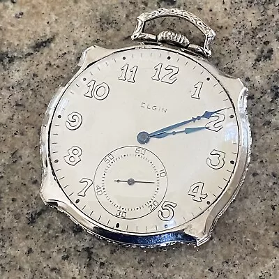 Vintage Elgin Pocket Watch 12 Size UNIQUE Case - Grade 479 - 17 J - 14KGF Runs • $100