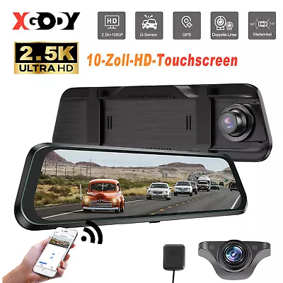 Dash Cam Front And Rear 2.5K HD RearView Mirror  Car DVR Video Recorder GPS WIFI • $101