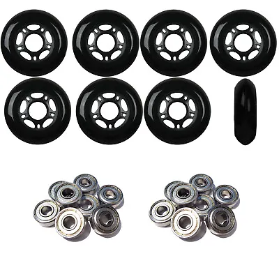 Inline Skate Wheels 80mm 82A Black Outdoor Roller Hockey 8 Pack -Abec 5 Bearings • $29.95