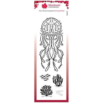 £2.99 • Buy Woodware Clear Singles 8in X 2.6in Stamp Jelly Fish By Françoise Read | Set Of 5