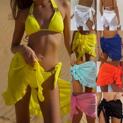 £2.29 • Buy Womens Sarong Dress Swimwear BIKINI BEACH Wear COVER UP Swimsuit Wrap Skirt UK
