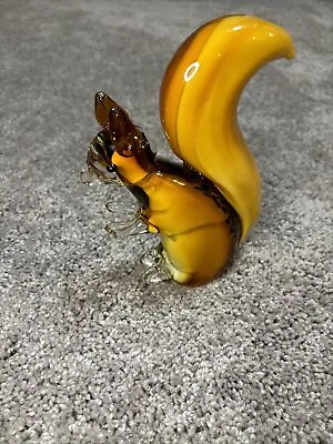 Art Glass Squirrel Murano Style Hand Blown Amber Color • $40