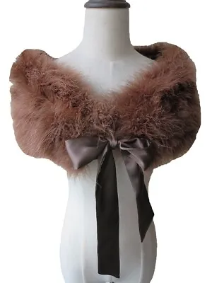 Real Ostrich Feather Fur Shrug Shawl Wraps Bride Wedding Party Cape Fluffy Soft • $25.99
