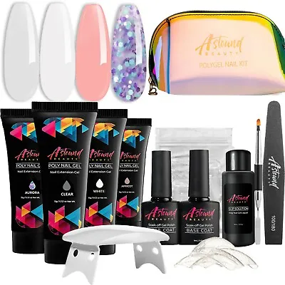 Astound Beauty Poly Nail Gel Kit With Lamp All-in-One Travel Kit • $21.97