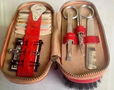 Vintage Travel Manicure & Sewing Zippered Kit • $12