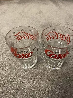 2x Coca-Cola Coke Drinking Glass Tumbler Retro Excellent Condition • £15