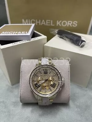 Michael Kors MK6157 Wren 42mm Gold Tone Crystal Chronograph Quartz Women's Watch • $113