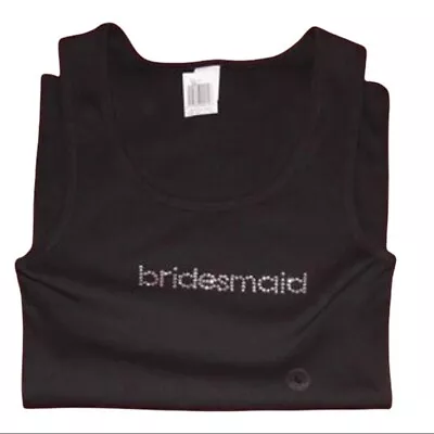 Bridesmaid Tank Top Shirt Black Ribbed Rhinestone Size Large • $24.99