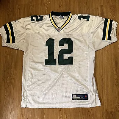 Aaron Rodgers Men 52 Reebok Green Bay Packers 12 White Stitched Football Jersey • $44.99