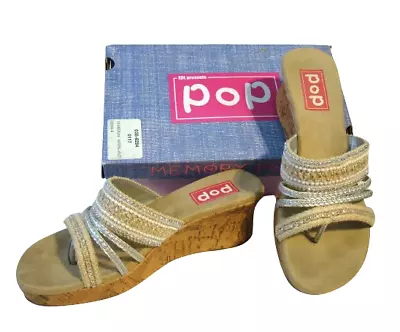 PoP Kern Comfortable Memory Foam Sparkling Ladies Wedge Sandal's Size 10-M L@@K • $20