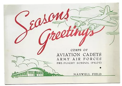 Vintage World War II Maxwell Field Army Air Forces Cadets Christmas Card WWII • $89.99