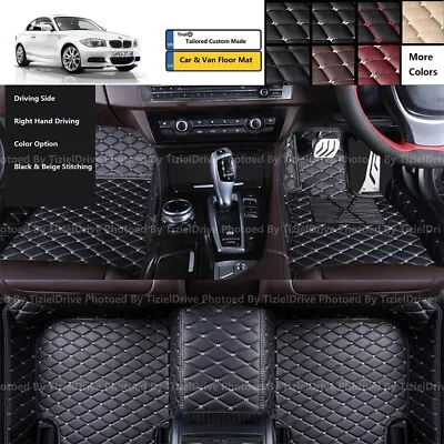 Custom Full Surrounded PU Leather Car Mat Set For BMW 1 Series E82 E88 F40 FS • £71.99