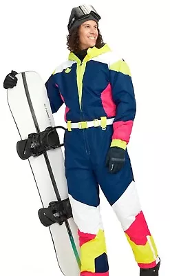 Tipsy Elves Ski Suit Mens Size XXL 2XL Snow Ski Suit Retro Neon Knockout Blue • $109.99